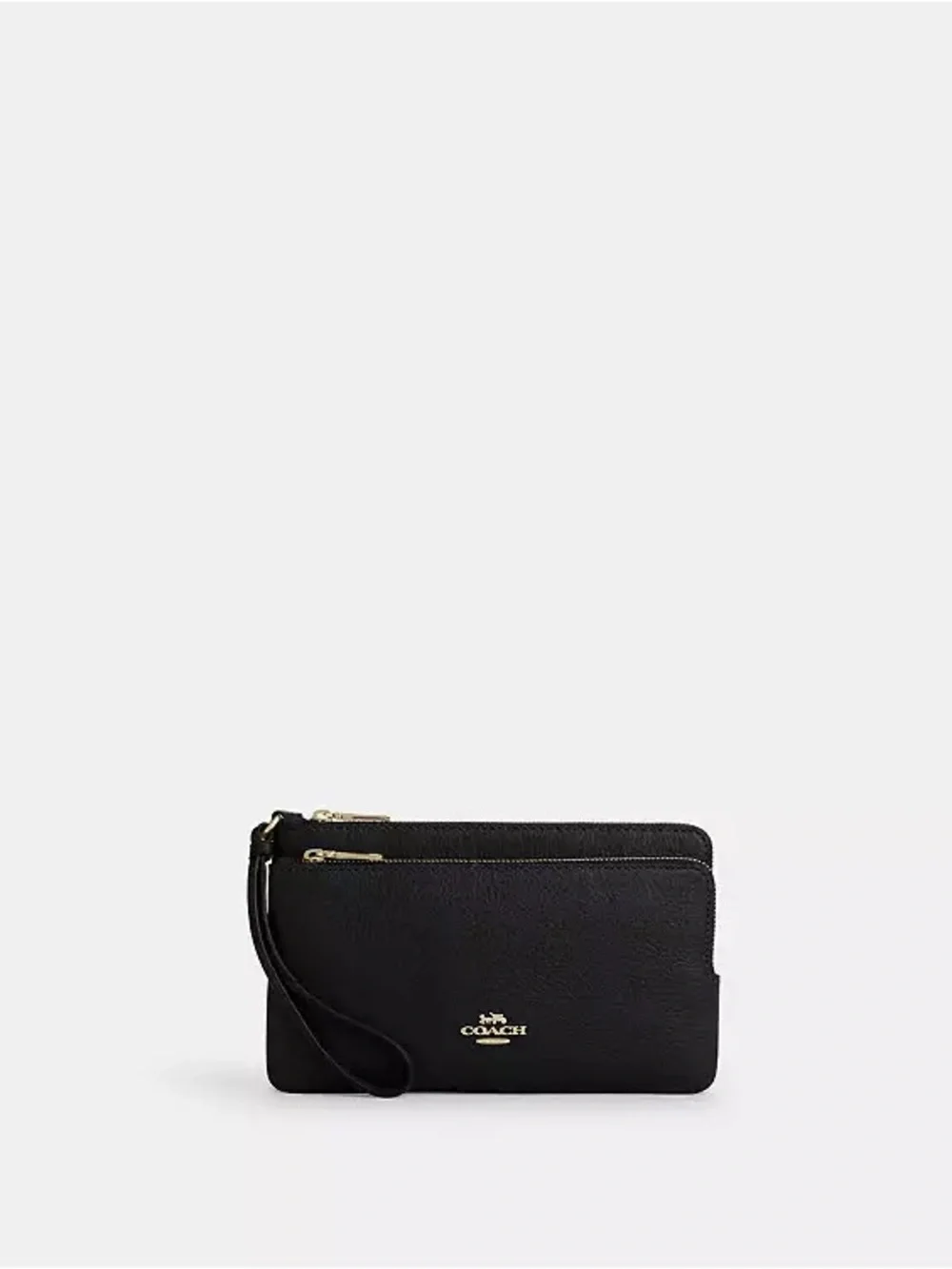 Coach double zip wallet in black pebble leather PREOWNED See Pics